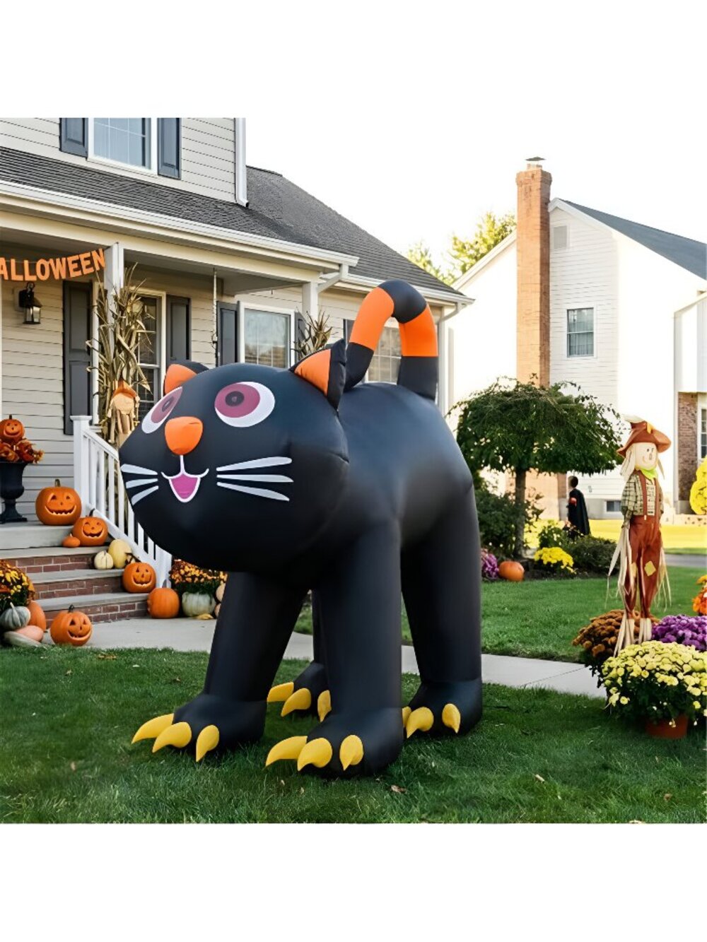 5.91 FT Halloween Inflatables Yard Decor Outdoor Black Cat with LED Lights